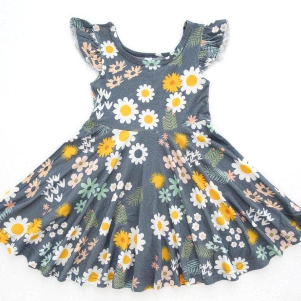 Girl's Blue Daisy Twirl Dress